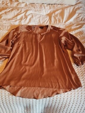 Women's Tan Blouse - Lightweight Long Sleeve Size 18